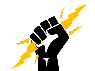 Commandment Power - hand holding lightening. Represents the 10 Commandments of Fantasy Football Section