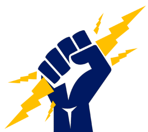 Symbol for Fantasy Football Commandments, a fist holding lightening.